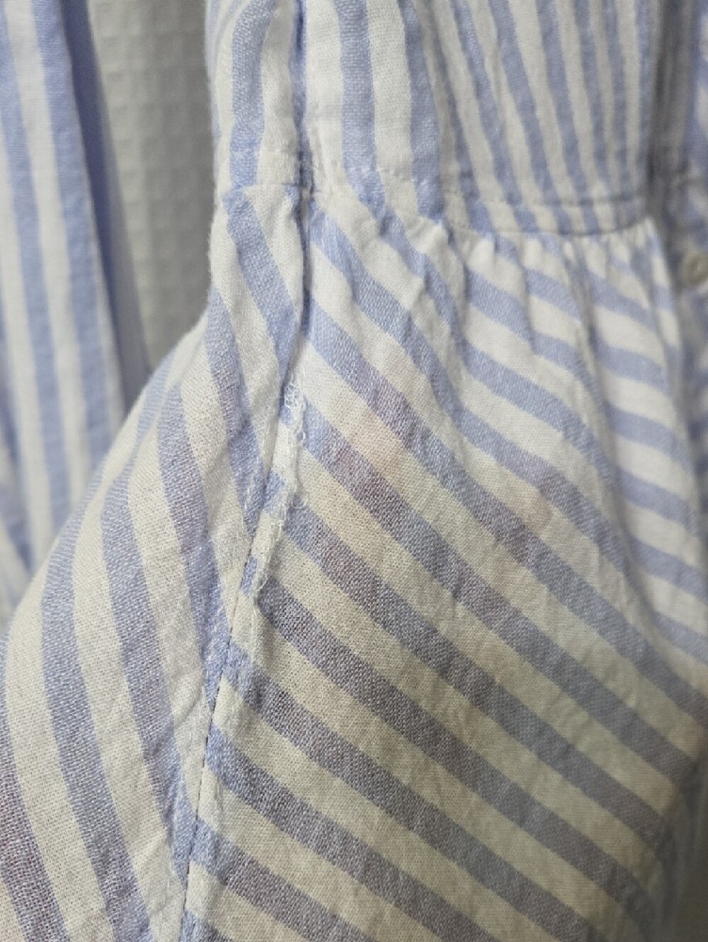 Love Notes Blue and White Striped Button-Front Peplum Blouse - Picture 2 of 4